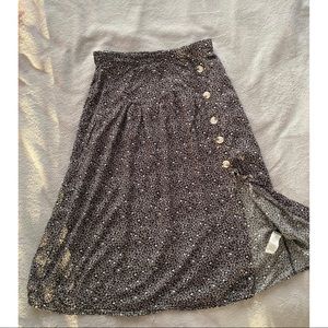 Floral midi leg slit skirt